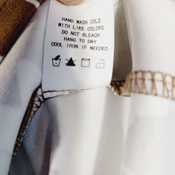 Melloday, Women's 2X Floral Print Top, Short Sleeve, Tan & White, 1/4 Zip Back - Picture 12 of 12